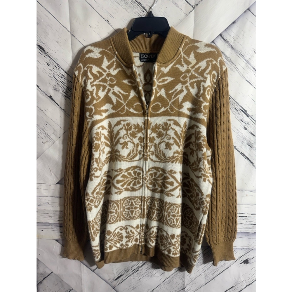 Men's Escorpion Brown White Sweater Size L